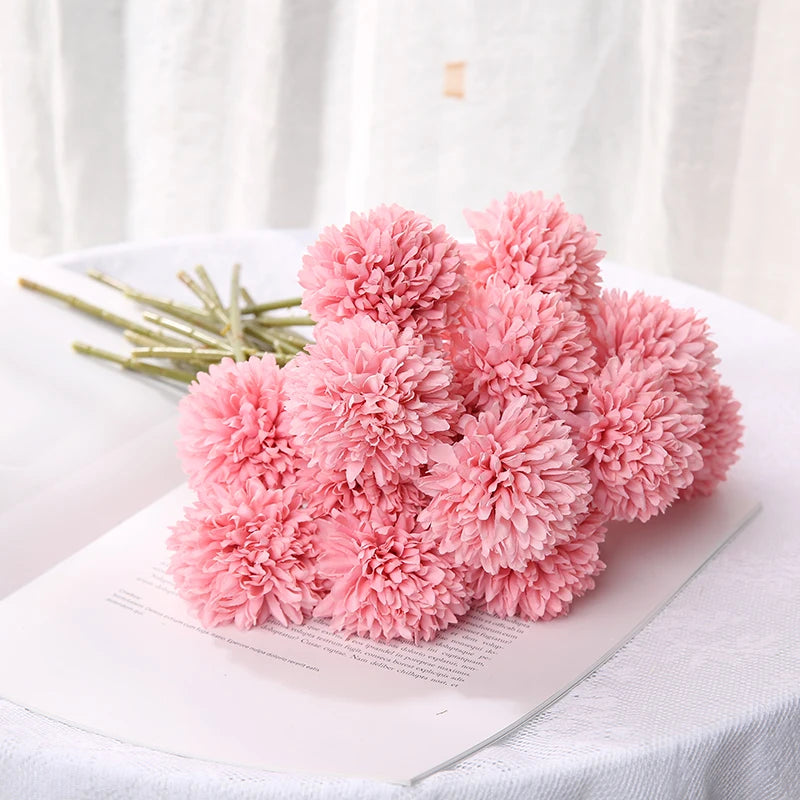 Petsy artificial hydrangea bouquet 29cm pink flower head close-up detail