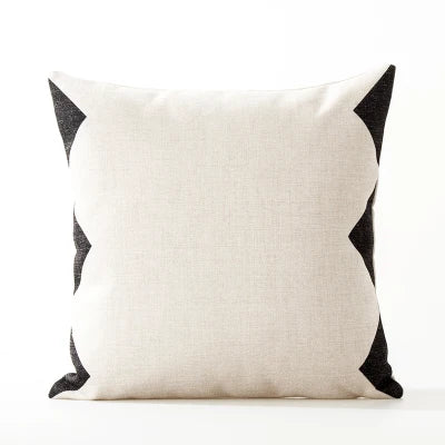 Black and white linen cushion cover - minimalist home decor