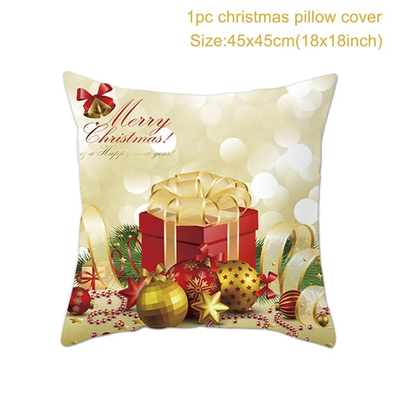Yuko Christmas Cushion Cover 45cm - Santa Claus & Snowman Design