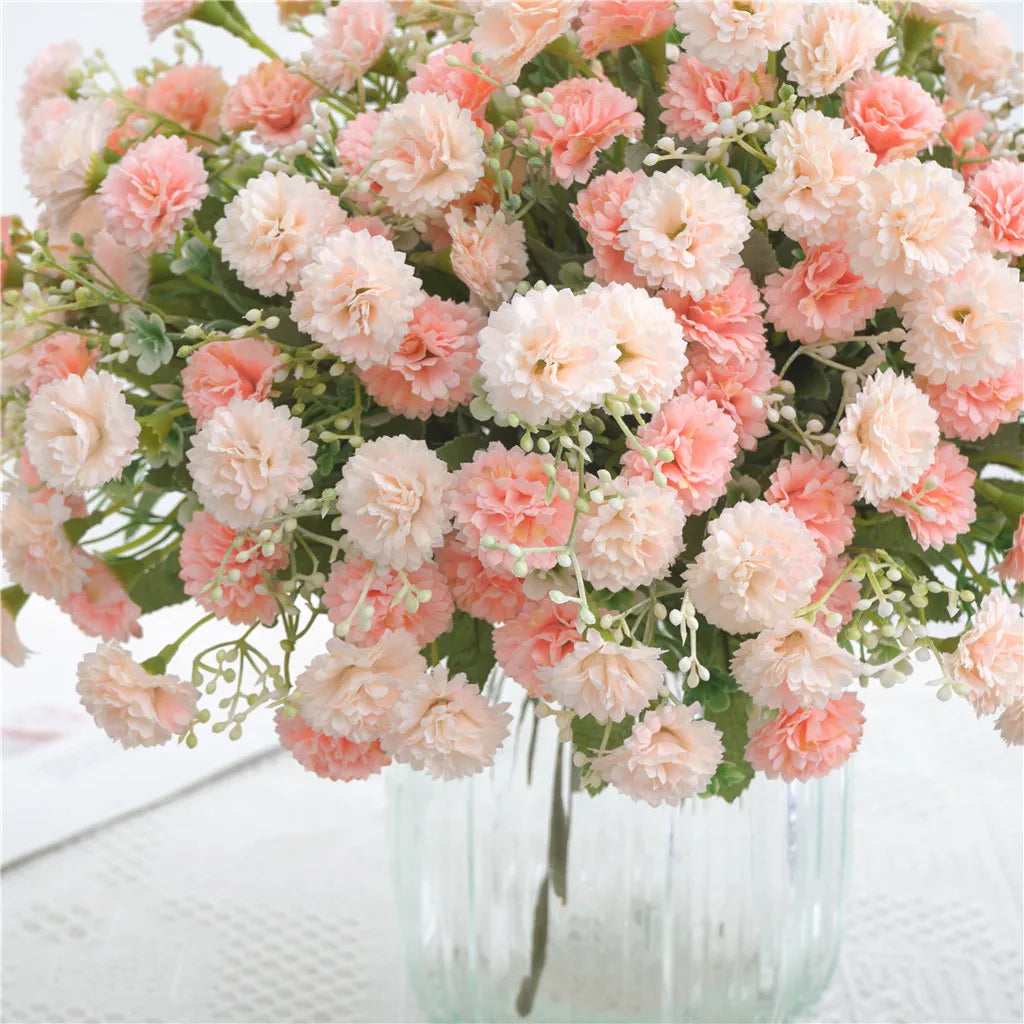 Peach carnation bouquet - silk artificial flowers for interior styling