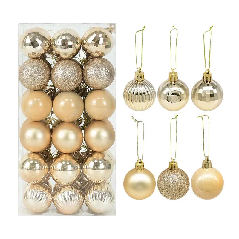 Boules de Noël incassables de 4 cm - Lot de 36 pièces