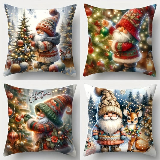Avarine Christmas Gnome Pillow Covers - Festive Holiday Cushion Cases (Multiple Sizes)