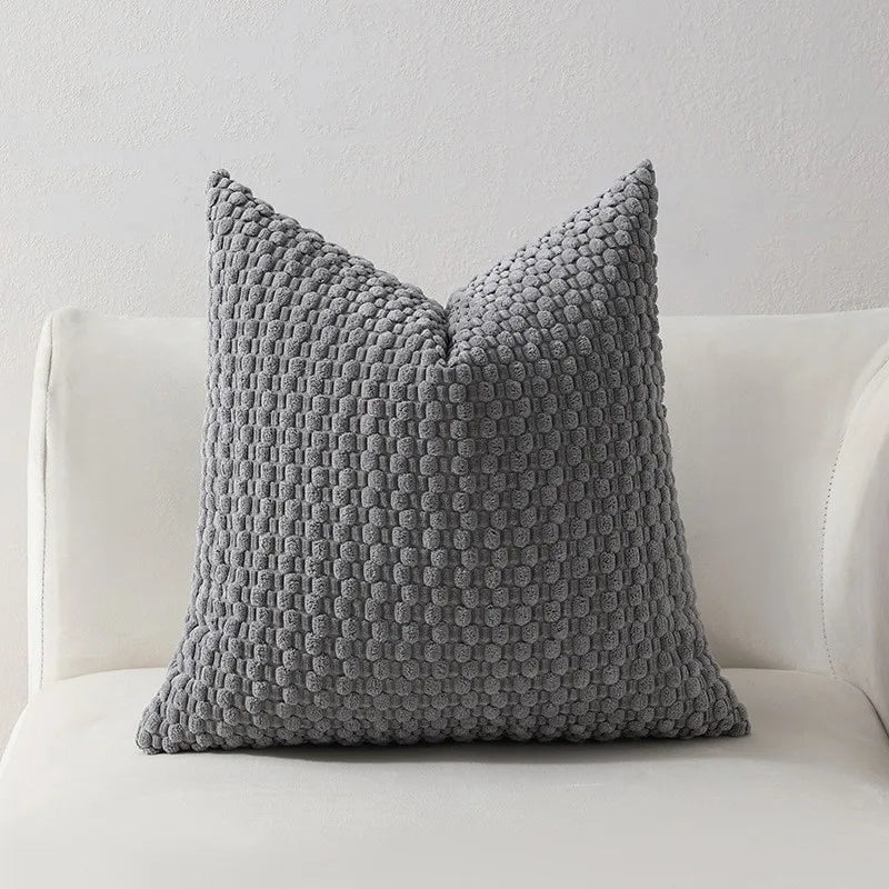Mixi Fluffy Corduroy 3D Bubble Pillow Cover - Plush Solid Cushion