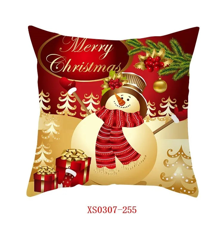 Yuko Christmas Cushion Cover 45cm - Santa Claus & Snowman Design