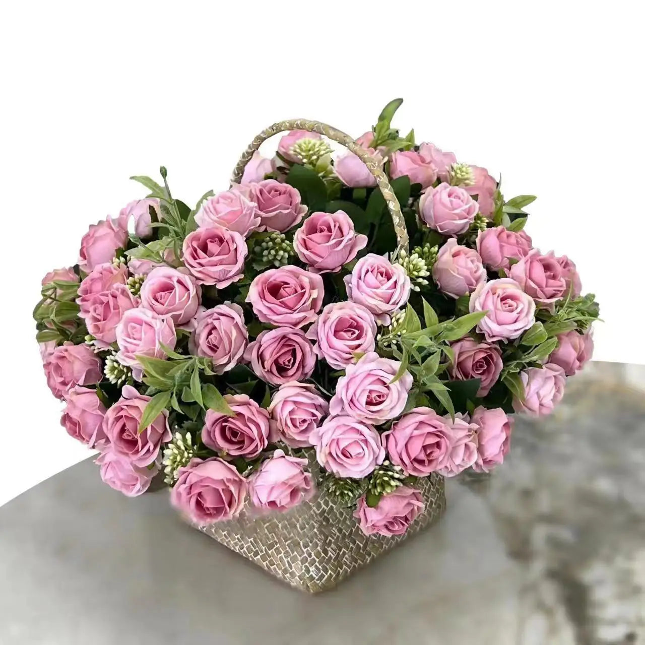 Romansia 10 Heads Rose Bouquet - Artificial Silk Flowers for Wedding Decor