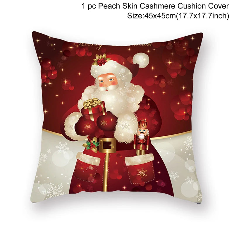 Yuko Christmas Cushion Cover 45cm - Santa Claus & Snowman Design