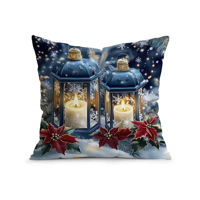 Paya Christmas Throw Pillow Cover - Santa & Winter Wonderland Design (Multiple Sizes)