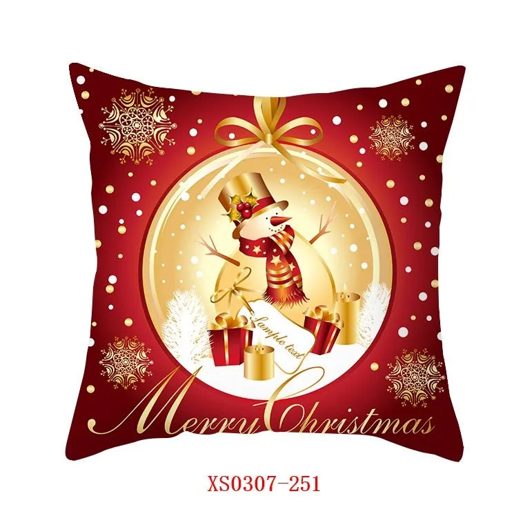 Yuko Christmas Cushion Cover 45cm - Santa Claus & Snowman Design