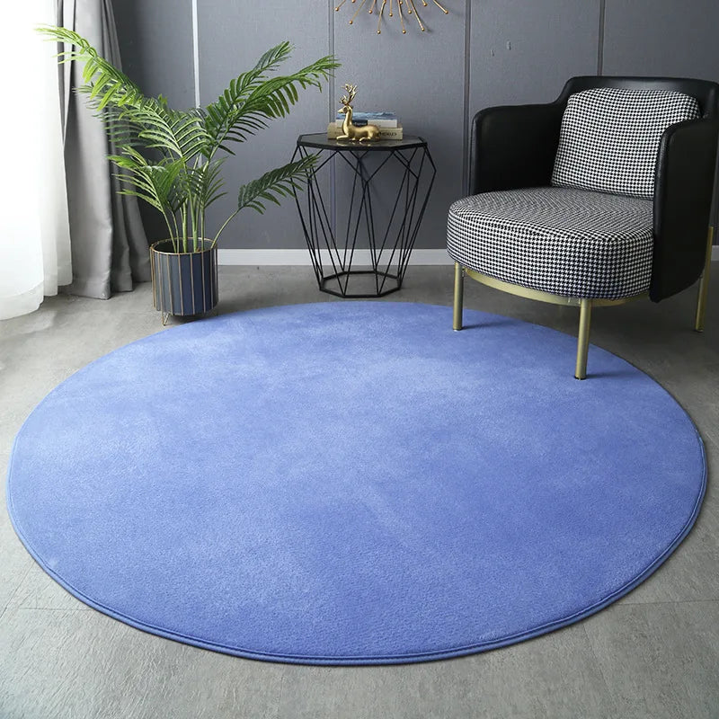 Hexie Round Coral Velvet Carpet - Thickened Soft Bedroom Rug