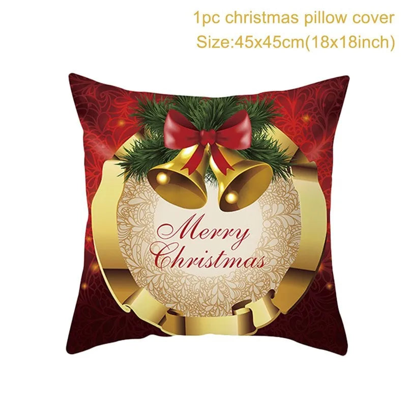 Yuko Christmas Cushion Cover 45cm - Santa Claus & Snowman Design