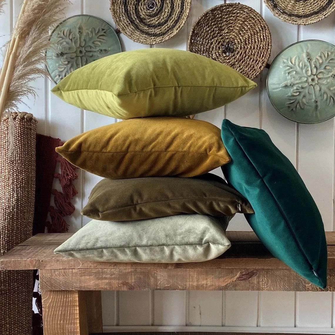 Gardenia Velvet Cushion Cover - Solid Color Throw Pillow Case