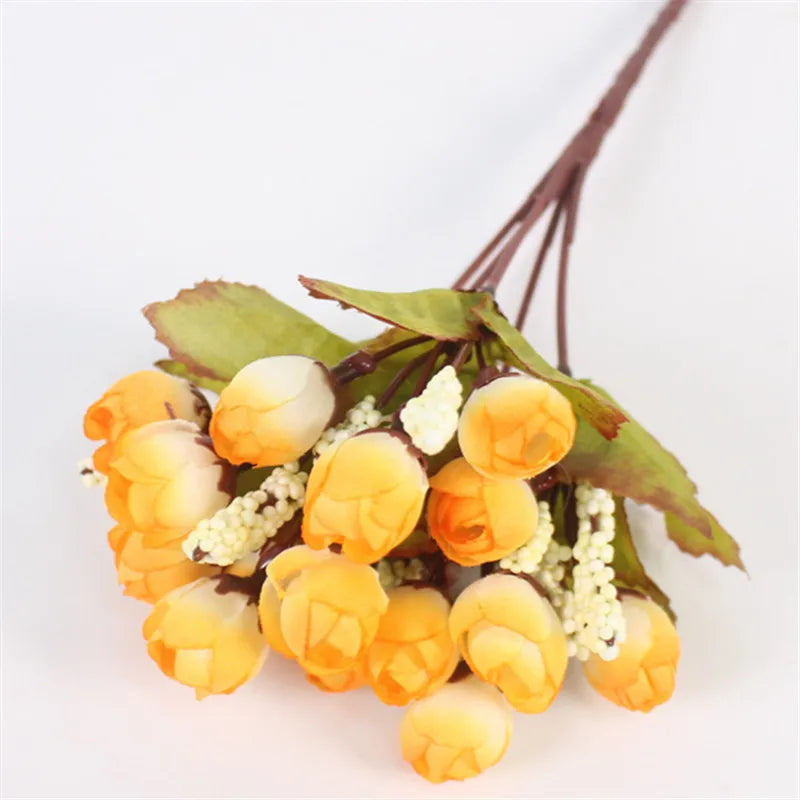 Bright yellow small bud rose bouquet - artificial flowers for bright decor