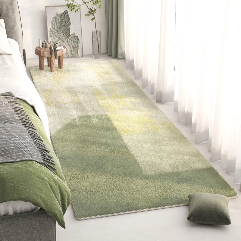 Long Bedside Rug - Fluffy Plush Non-Slip Bedroom Carpet