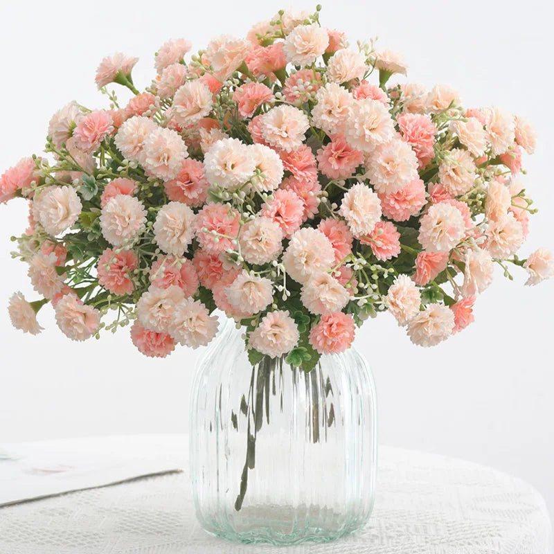 Peach carnation bouquet - 20 heads artificial flowers for home and event decoration
