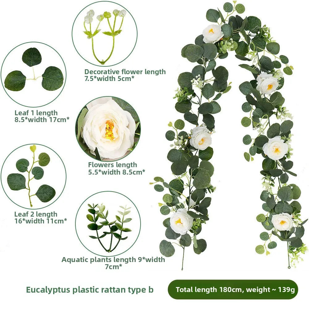 Solava 6ft Christmas Eucalyptus Garland - Artificial White Flowers Holiday Decor