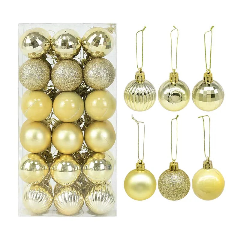 Boules de Noël incassables de 4 cm - Lot de 36 pièces