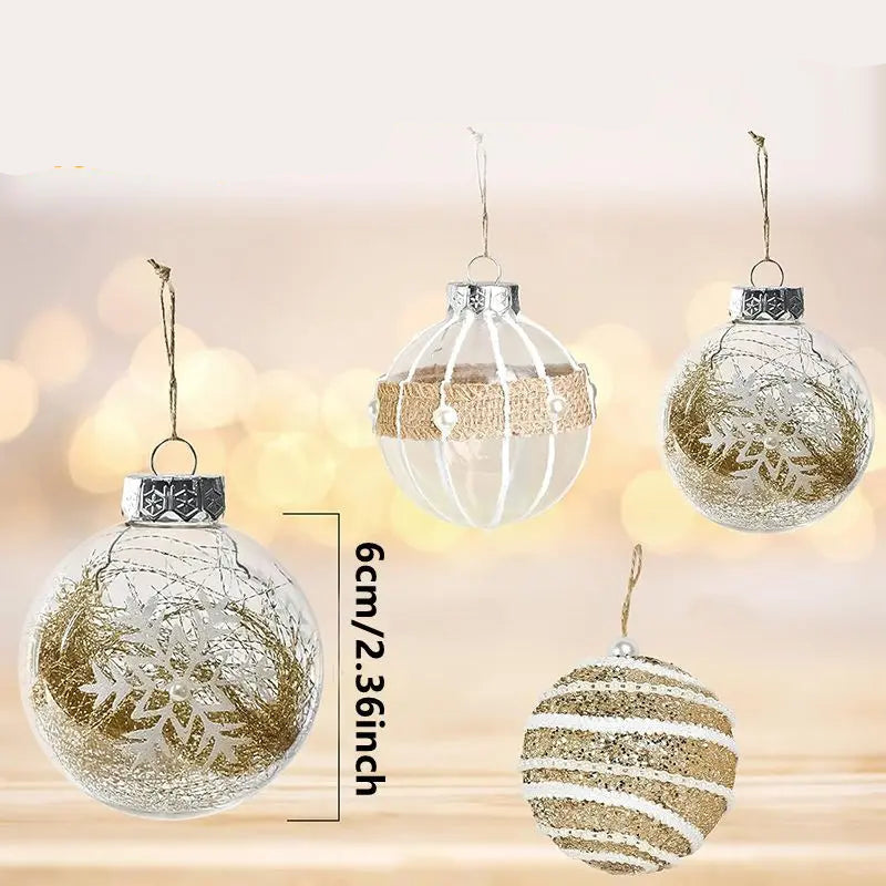 Crystal Gold Christmas Ball Ornaments Set - 9pcs Shatterproof 6cm