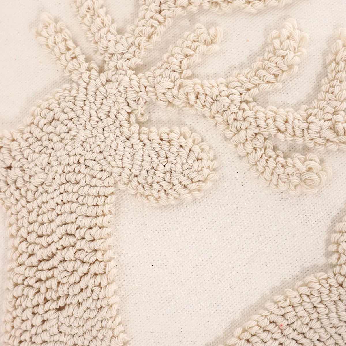 Housse de coussin brodée de Noël - Motif flocon de neige et renne touffetés
