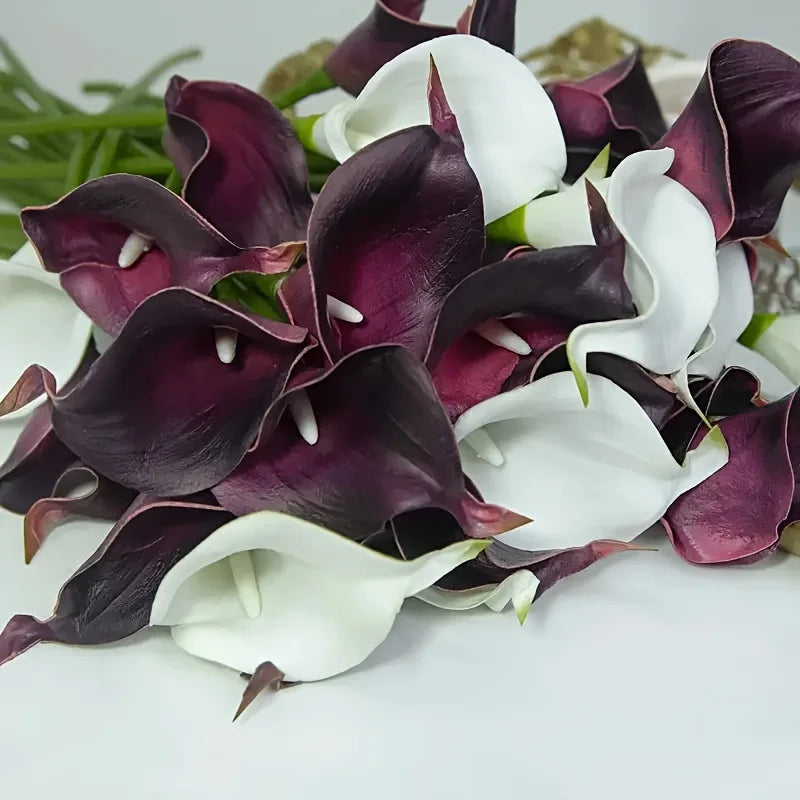 Dark purple and white calla lily 5-piece set for wedding and home decor