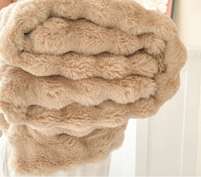Mura Double-Layer Faux Rabbit Fur Blanket - Ultra-Soft Plush Throw for Bed & Sofa