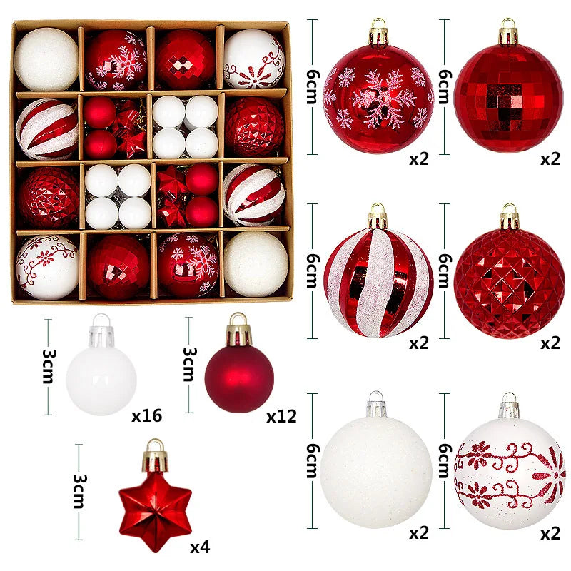 Supernova Large Snowflake Christmas Ball Ornament Set - Shatterproof Holiday Tree Decorations
