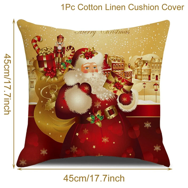 Yuko Christmas Cushion Cover 45cm - Santa Claus & Snowman Design