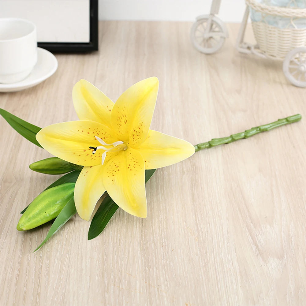 Arcadia yellow artificial lily - lifelike home decor flower