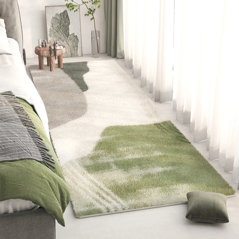 Long Bedside Rug - Fluffy Plush Non-Slip Bedroom Carpet