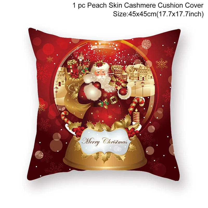 Yuko Christmas Cushion Cover 45cm - Santa Claus & Snowman Design