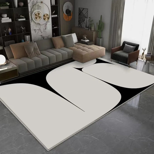 Moderno Black White Geometric Area Rug - Modern Abstract Pattern