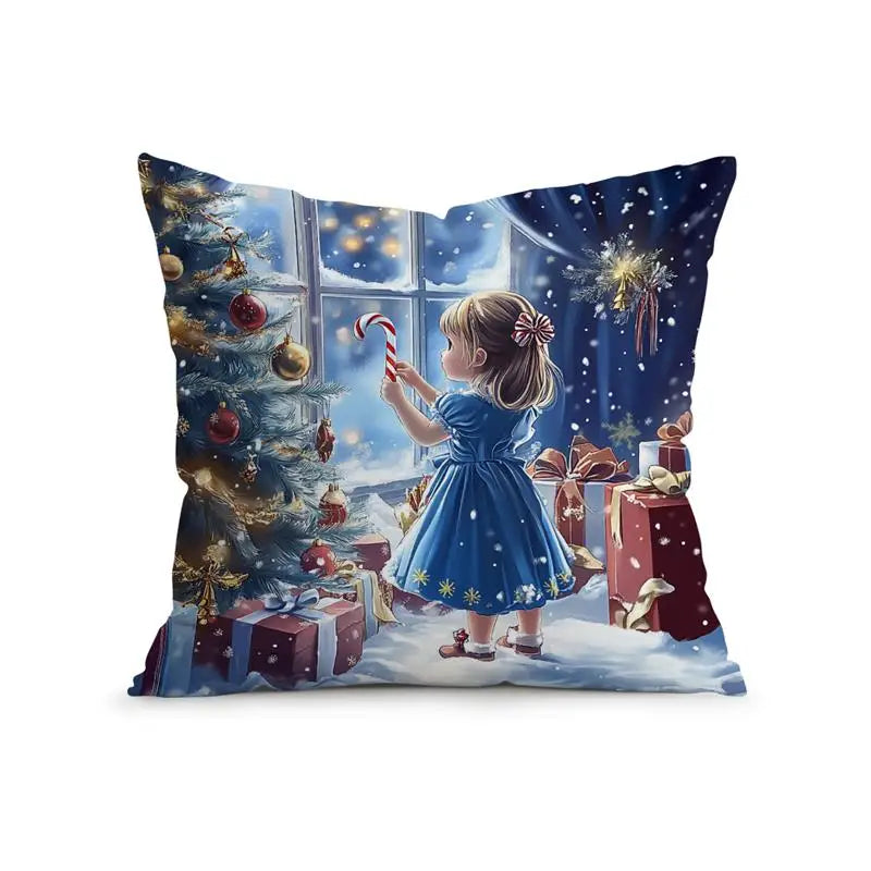 Paya Christmas Throw Pillow Cover - Santa & Winter Wonderland Design (Multiple Sizes)