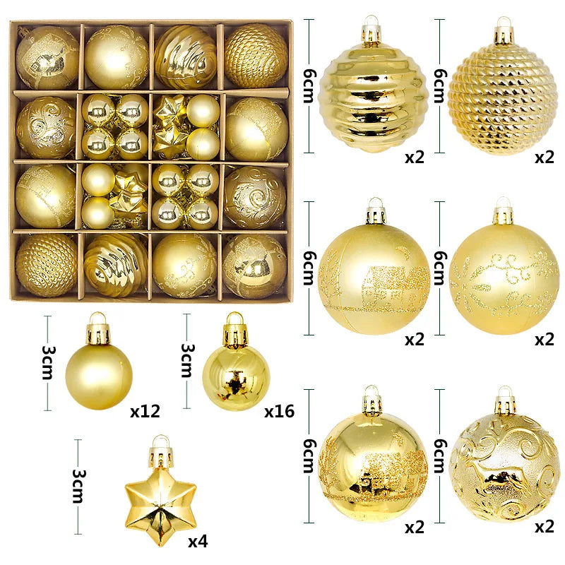 Supernova Large Snowflake Christmas Ball Ornament Set - Shatterproof Holiday Tree Decorations