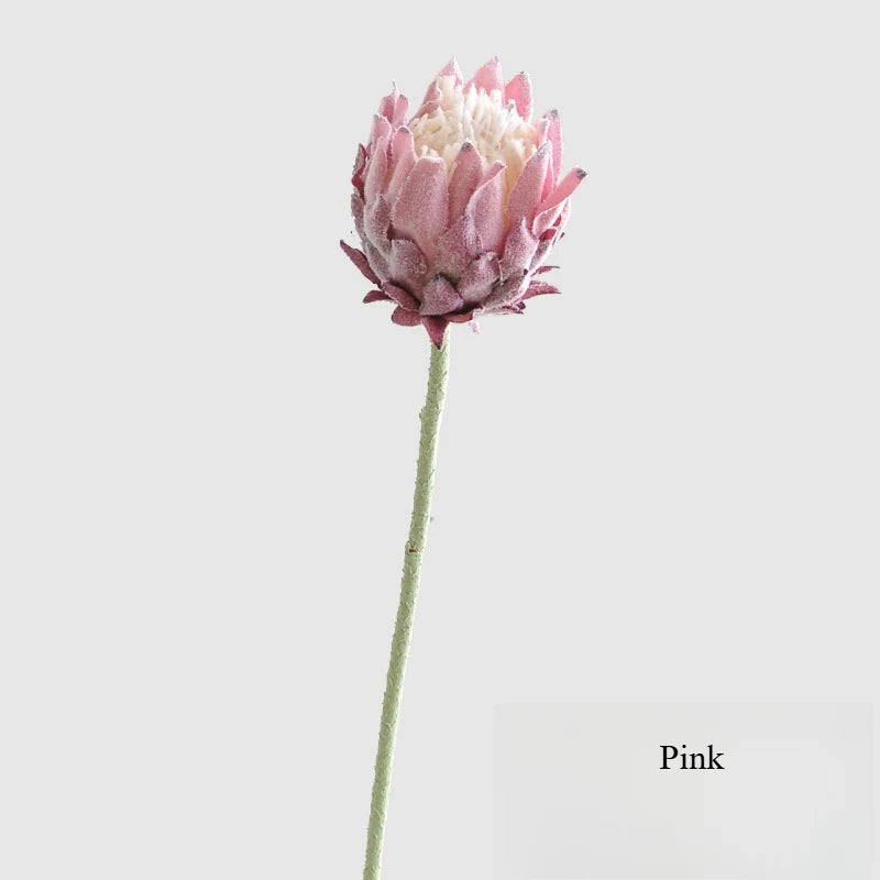 PInk artificial king protea stem - unique color option for arrangements