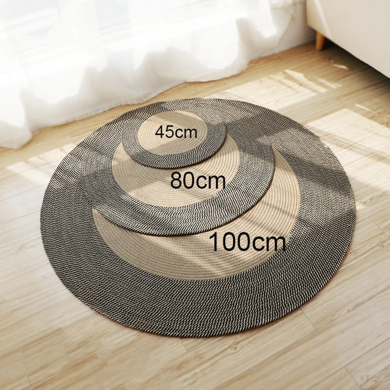 Veneta Handmade Round Jute Rug with Tassel - Natural Woven Rattan Carpet