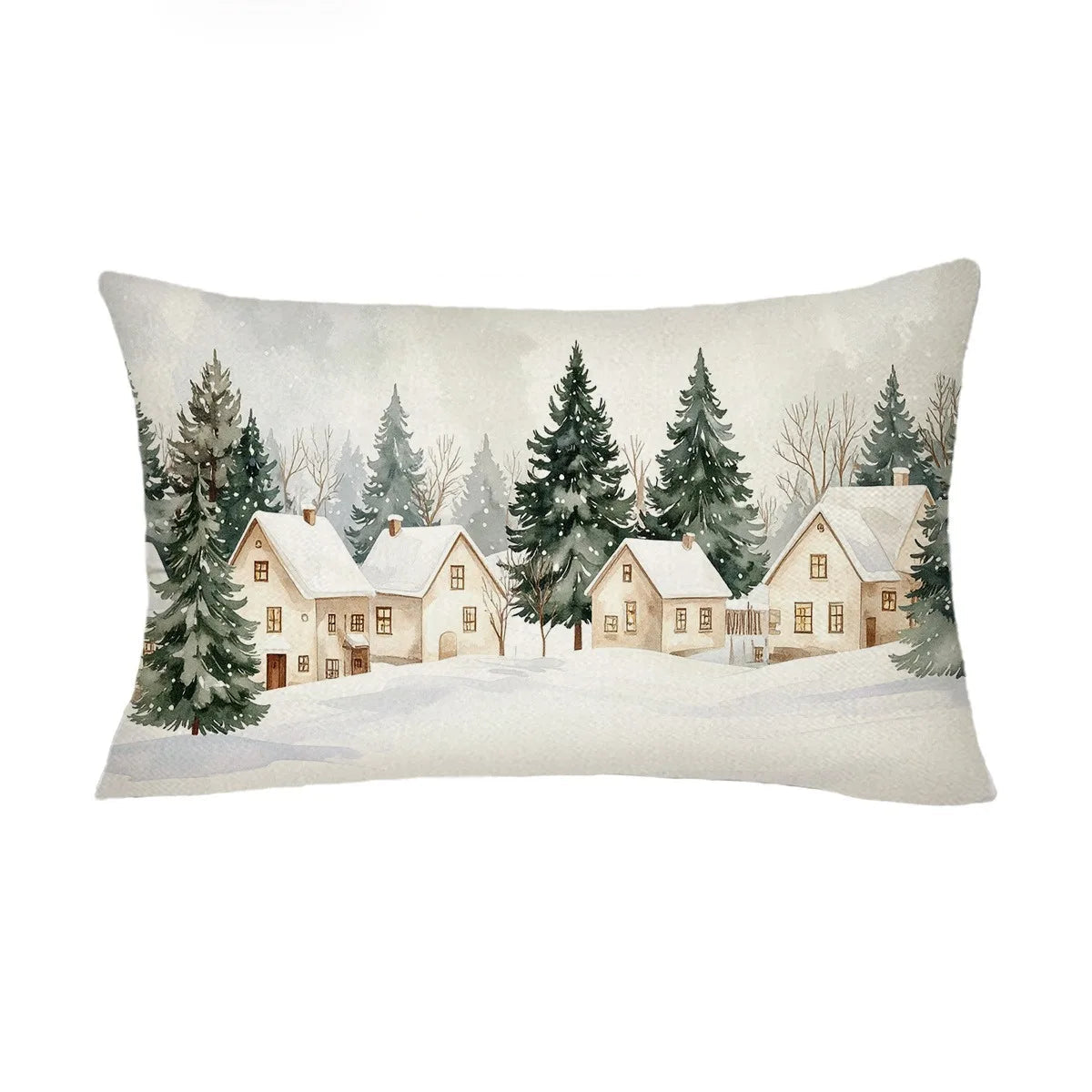 Daora Christmas Village Pillowcase - Festive Sofa Cushion Cover
