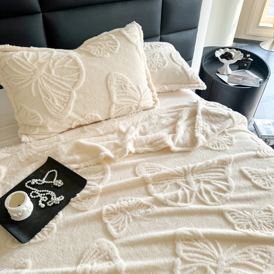 Solano 3D Embossed Butterfly Flannel Blanket - Ultra Soft & Warm Throw