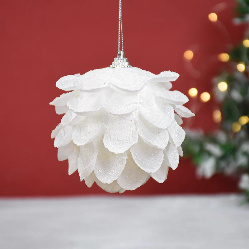 Hoho White Flower Christmas Ball Ornaments - 3 Pack