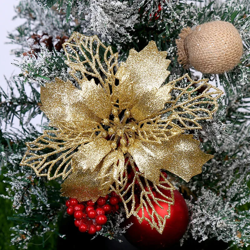 Lot de 10 décorations de Noël artificielles à paillettes pour sapin de Noël