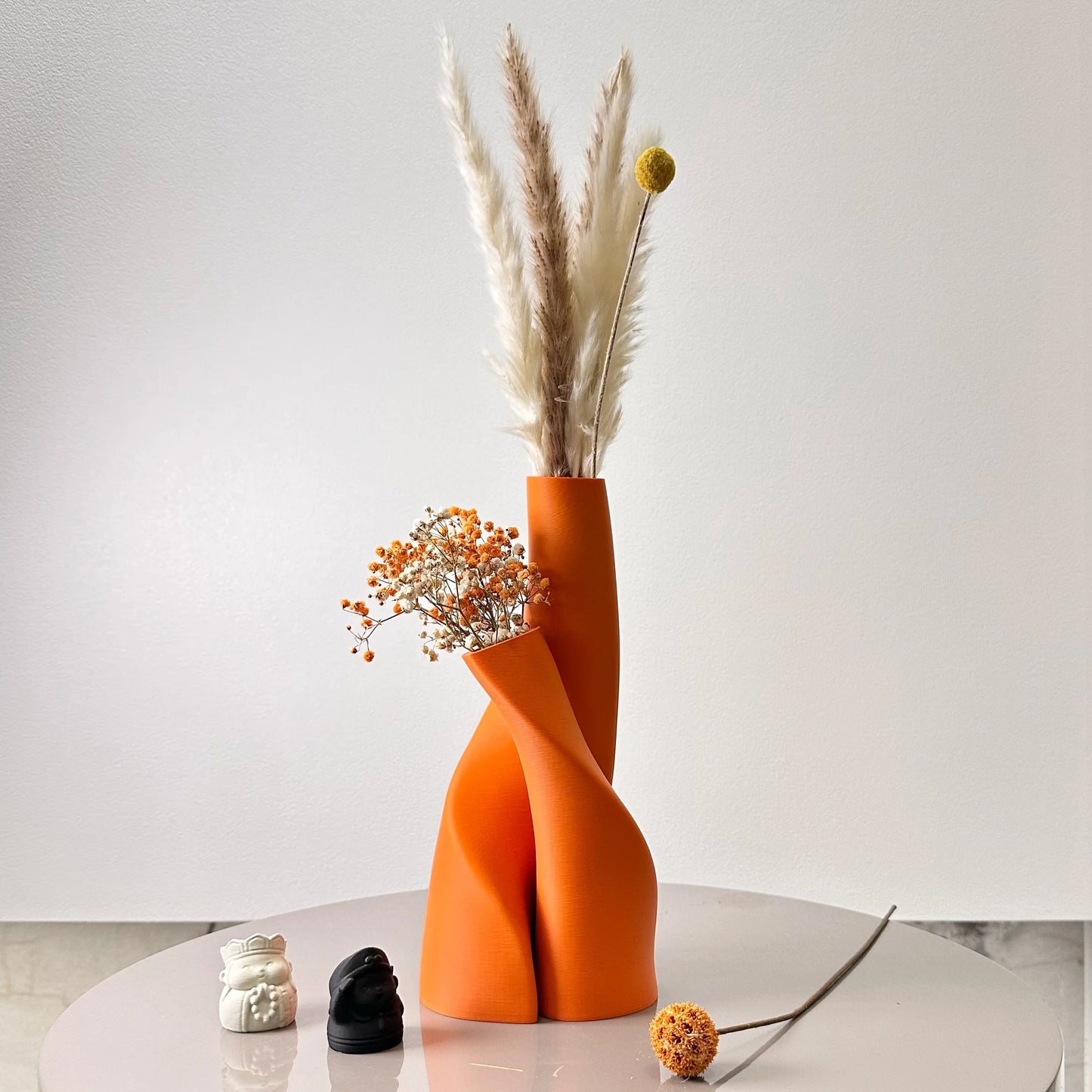Plastic vibrant orange double vase creative dried flower decor styling