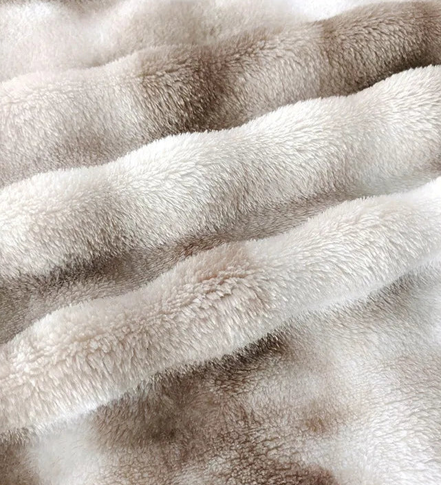 Gloria Premium Faux Rabbit Fur Throw Blanket - Ultra-Soft Tie-Dye Plush for Sofa & Bed