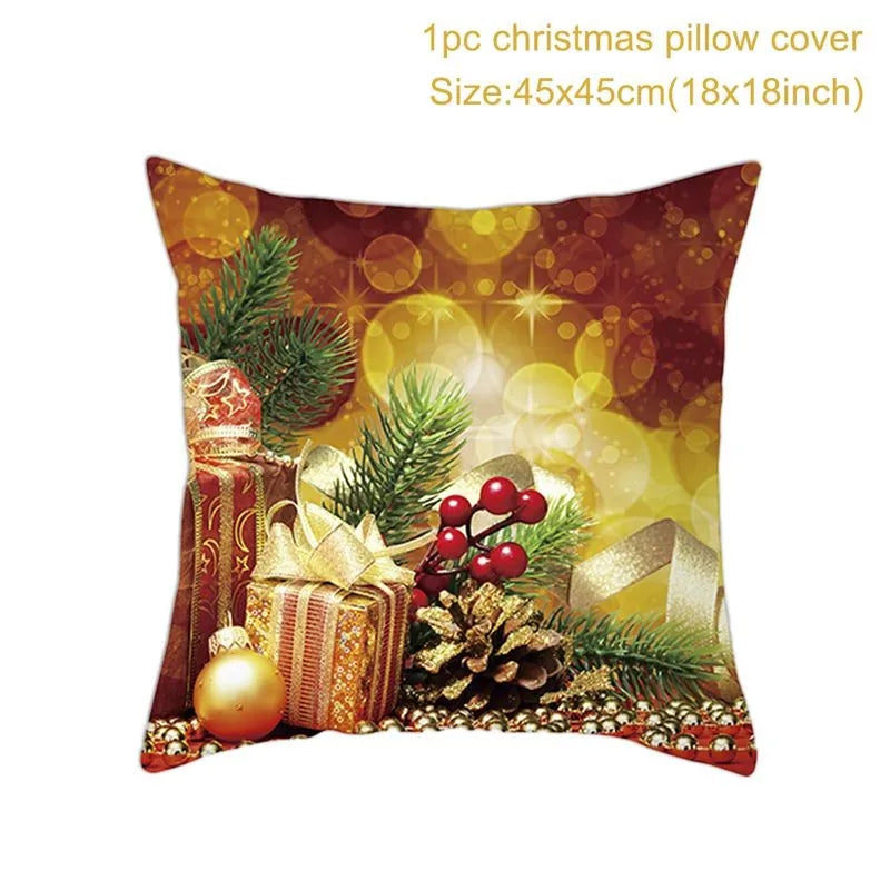 Yuko Christmas Cushion Cover 45cm - Santa Claus & Snowman Design