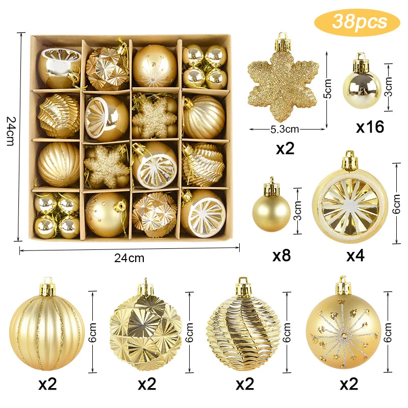 Supernova Large Snowflake Christmas Ball Ornament Set - Shatterproof Holiday Tree Decorations