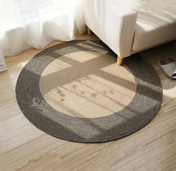 Veneta Handmade Round Jute Rug with Tassel - Natural Woven Rattan Carpet