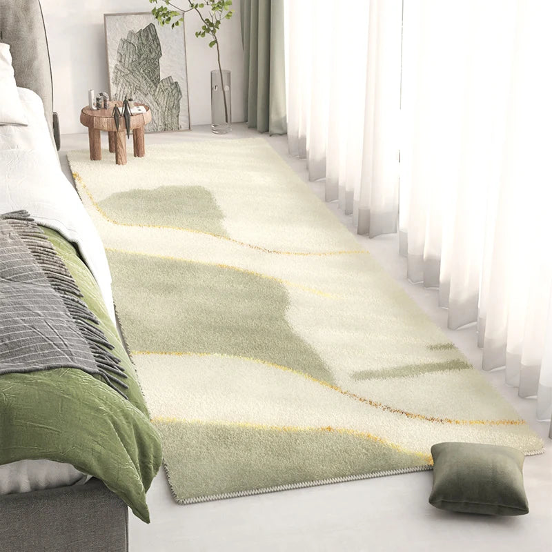 Long Bedside Rug - Fluffy Plush Non-Slip Bedroom Carpet
