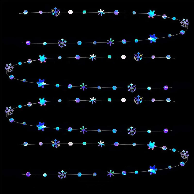 Guirlande de flocons de neige en papier laser 4 m - Décoration de fête élégante à suspendre