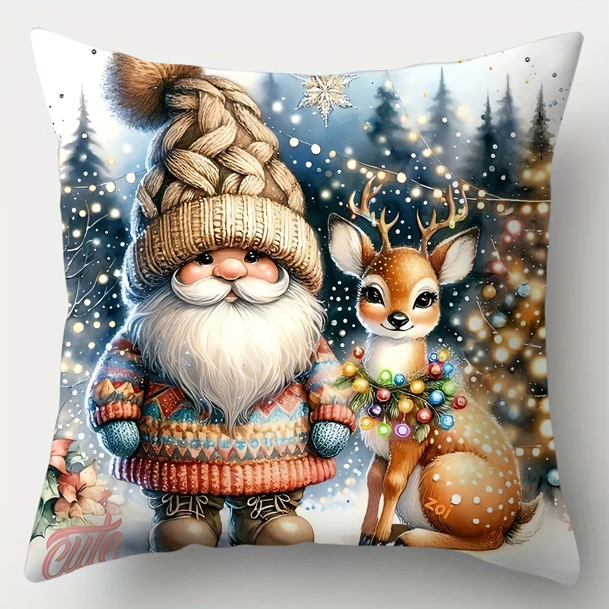 Avarine Christmas Gnome Pillow Covers - Festive Holiday Cushion Cases (Multiple Sizes)