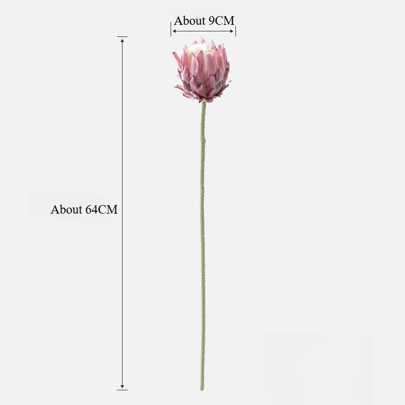 Single pink artificial king protea stem - 64 cm / 25 inch statement flower