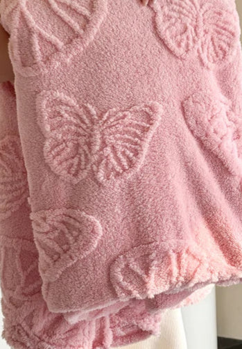 Solano 3D Embossed Butterfly Flannel Blanket - Ultra Soft & Warm Throw