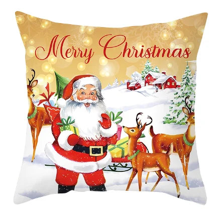Yuko Christmas Cushion Cover 45cm - Santa Claus & Snowman Design