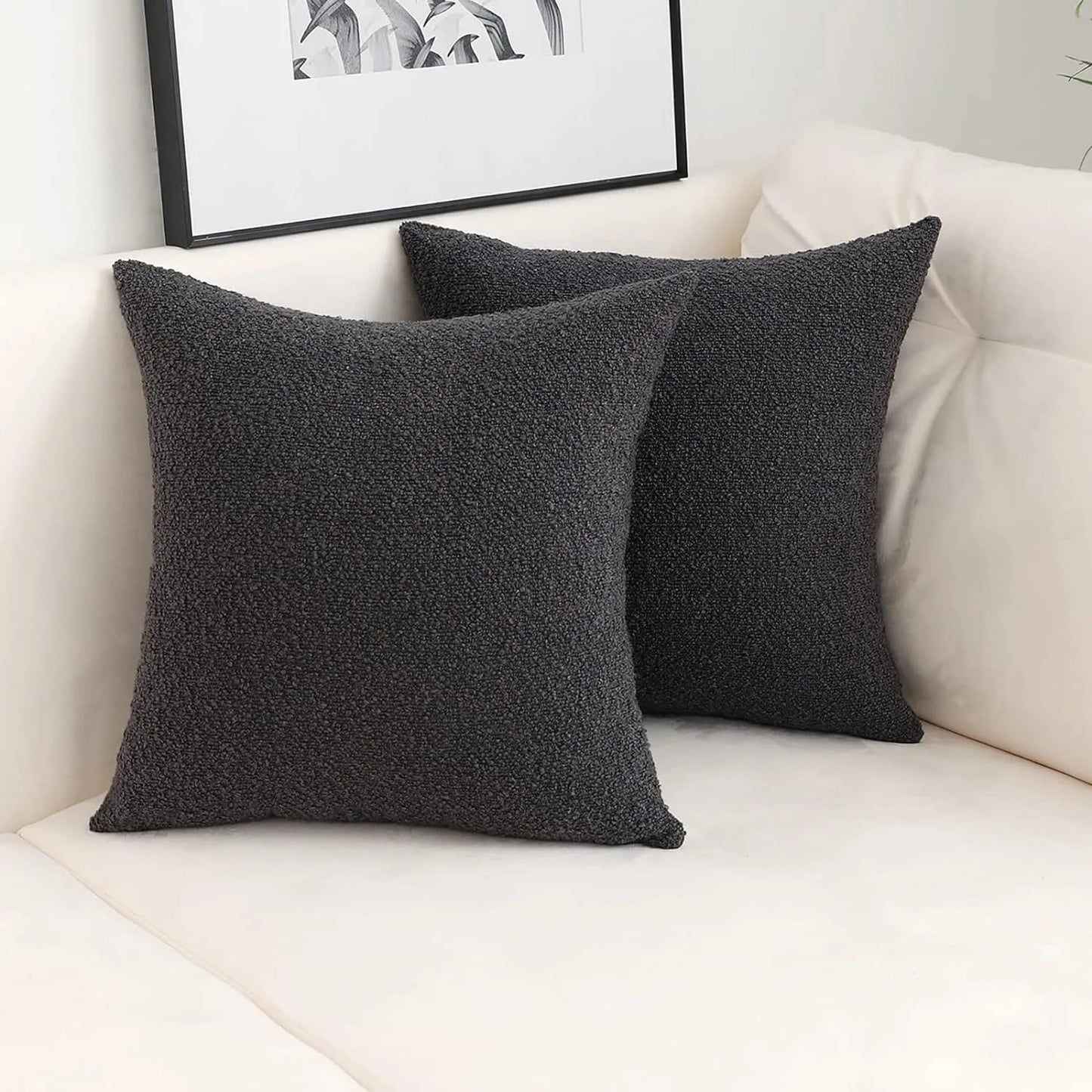 Housse de coussin en polaire douce et bouclée - Texture imitation laine d'agneau